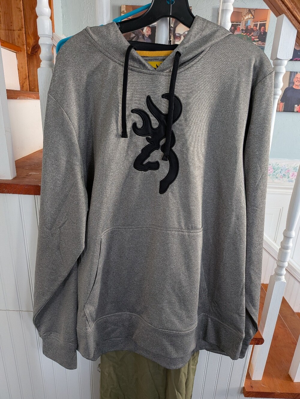 Browning Gray Hooded Sweatshirt with Black Buck Logo Large